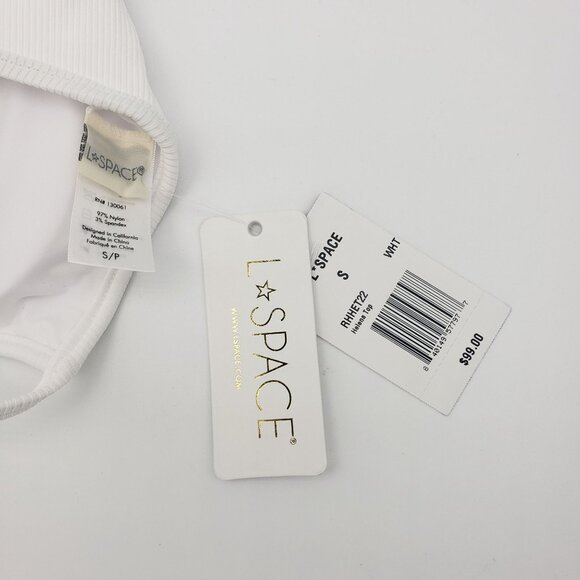 L*Space LSPACE Ribbed Helena Bikini Top Women's Size Small White Adjustable NWT - Picture 2 of 15